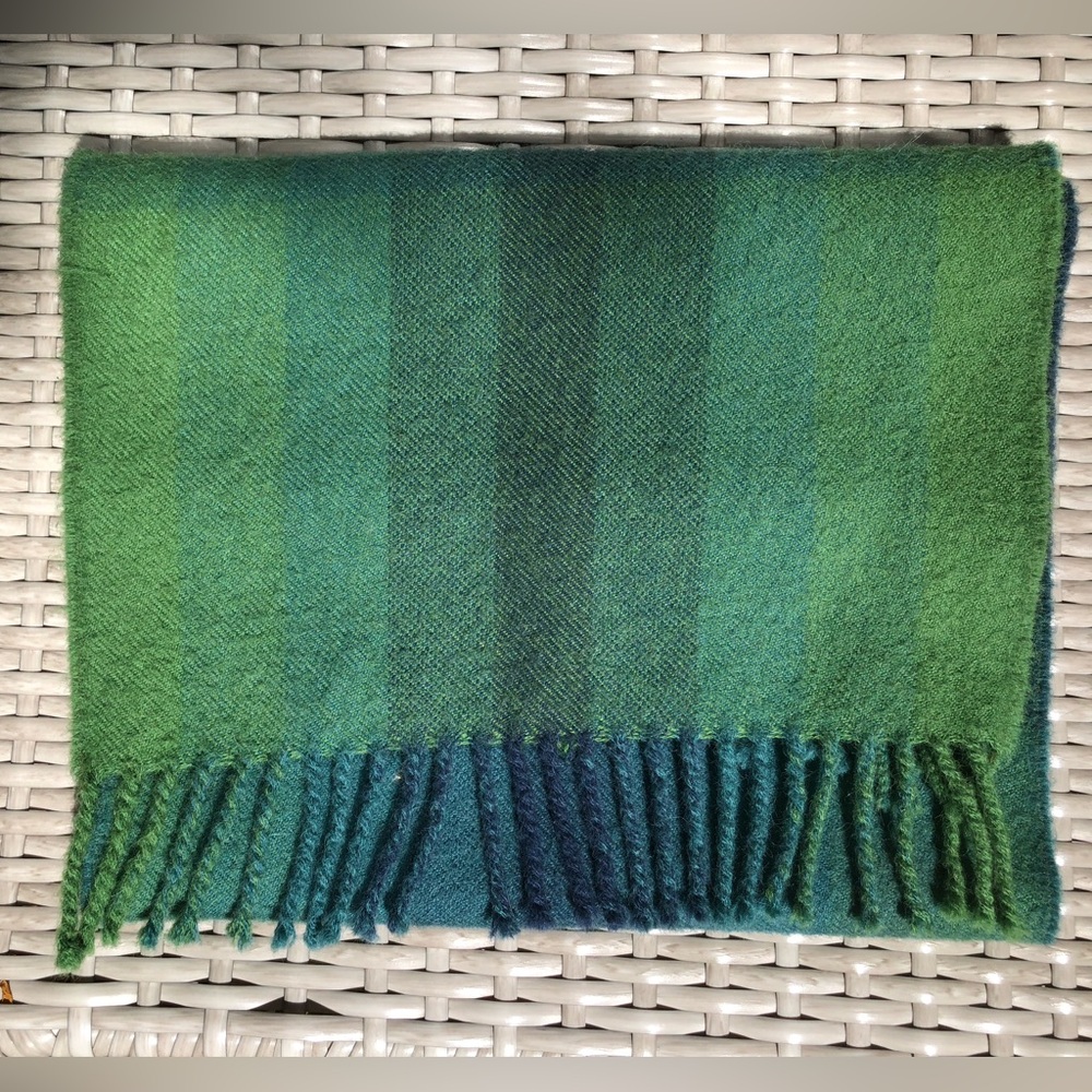 100% Baby Alpaca Wool Scarf Made in Peru Blue Green